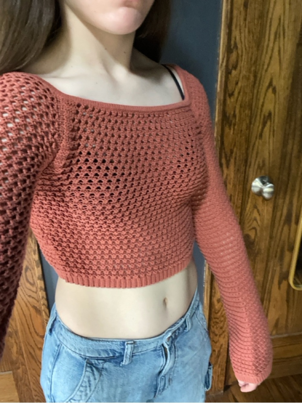 American Eagle cropped orange sweater
